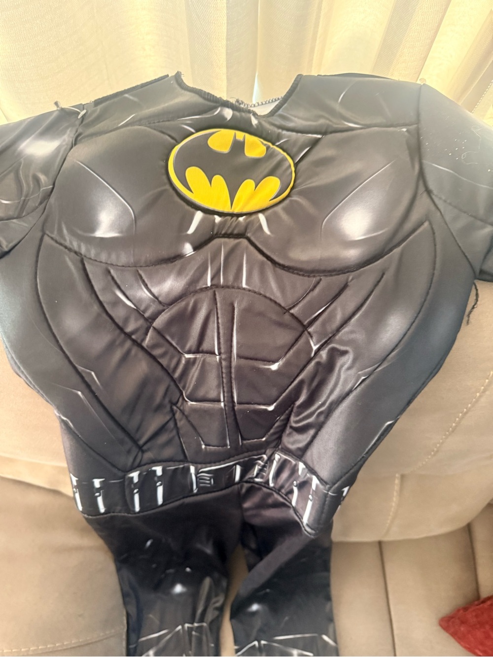 DC Batman Kids Black and Yellow Muscle Chest Costume NWOT